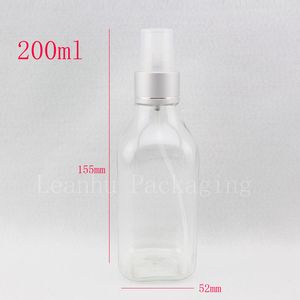 200 ml X 30 boş temizle kare plastik parfüm sprey şişeleri, şeffaf kozmetik ambalaj, kozmetik makyaj ayar sprey şişesi