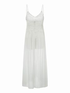 Split aftonklänningar fancy strand bröllopsklänning spaghetti rygglös vit elfenben spets brud klänning vit elfenben spets brud klänning jämnare