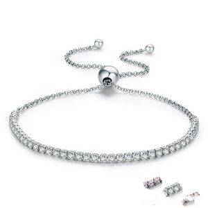 Sterling Silber Funkelnder Strang Europäisches Armband Damen Gliederarmbänder Tennisarmband Silberschmuck Charms