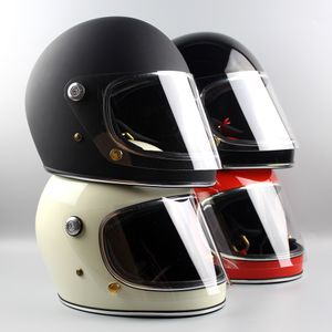 Motorcykelhjälm Co Thompson Ghost Rider Racing Glänsande vintagehjälmar Full ansiktshjälm med Visor Capacete Casco Moto