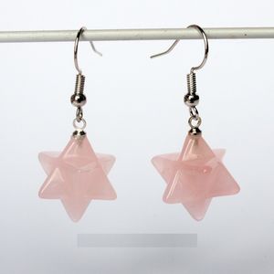 Olika färger Bohemian Natural Druzy Stone 3D Merkabah Star Dangle Örhängen Drusy Crystal Lazuli Polyhedral Reiki Örhängen