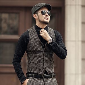 2018 neue ankunft winter männer schlank woolen lässig plaid europäischen stil weste herren mode design anzug weste weste weste