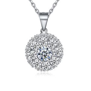 Ny ankomst 925 Sterling Silver Rotating Pendant Halsband med White Zircon Fine Jewelry Making For Women Gift Pten003