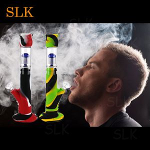 Glass Bong Dab Rig Hookah unique design Mini Unbreakable Silicone Water Pipe Bongs Smoking Hookah with Lanyard for Wax Oil Dry Herb