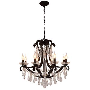 Vintage Iron Crystal Pendant Lights K9 Crystals Chandelier Light fixtures black for Living Room Bedroom Restaurant Porch