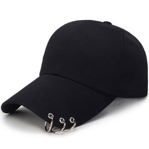 HT1737 Spring Summer Men Women Cap Solid Plain Black Pink White Snapback Cap Baseball Hats with Rings Adjustable Baseball Caps