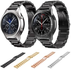 22mm banda de relógio de aço inoxidável para samsung engrenagem s3 cinta de metal clássico para engrenagem s3 inteligente relógio 3 link watchband