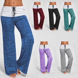 European and American High Waist Stretched Sport Pants casual loose wide leg Yoga 7 colors plus size