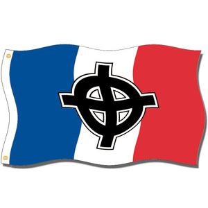 [Good Flag]France Celtic Cross Flags 3X5FT 150X90CM 100% Polyester,Canvas Head with Metal Grommet,Used Indoors or Outdoors