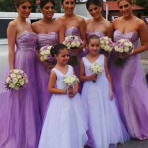 Lilac damas de honra vestidos sweetheart sem mangas ruched top sereia saia uma linha overskirt luz roxa vestido de dama de honra para festa de casamento