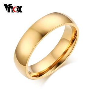 VNOX 6 mm Anel de casamento clássico para homens / mulheres de ouro / azul / prata cor aço inoxidável dos EUA
