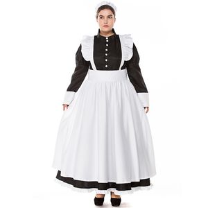 Clássico Preto E Branco Francês Avental Maid Cosplay Vestido Mulheres Maidservant Traje de Baile Vestidos de Halloween Traje Cosplay Plus Size