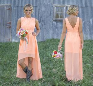 High Low Bridesmaid Dresses For Summer Fall Maid Of Honors Plus Size Lace Chiffon Simple Bridal Party Gowns HY247