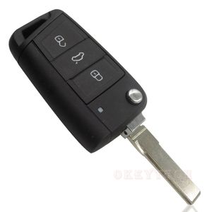 Опт EKIY высокое качество 3 кнопки дистанционного ключа Shell модифицированный складной флип автомобиль ключ чехол для Volkswagen VW Golf 7 Skoda Octavia A7