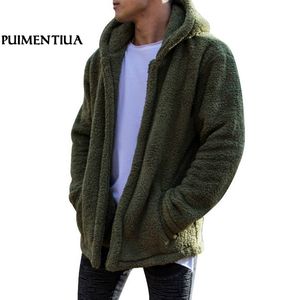 Puimentiua Men Men Hooded Teddy Casat With Pockets Winter Jacket Solid Men casual quente jacke masculino parkas manteau homme hiver