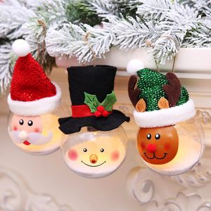 Liderliğindeki Süsleme toptan satış-Sevimli Led Oyuncak Noel Top Ağacı Işıkları Asılı Süs Politikiren Topları Noel Baba Kardan Adam Geyik Yuvarlak Şeffaf Köpük Top