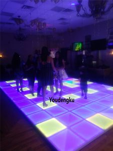 2 parça 100 cm * 100 cm 432 adet LED RGB Light Up Disko Kat Su Geçirmez RGB Renk LED Dans Zemin DMX LED Dancefloor