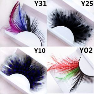 Colorful False Eyelashes 1 Pair Fake Lashes for Stage Festival Lashes Natural Bushy Cross Hair Handmade