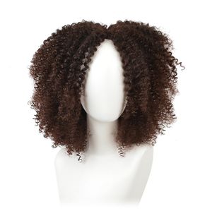 14 Inches Brown Synthetic Curly Wigs for Women 9 Colors Ombre Short Afro Wig African American Natural Black Hair