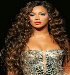 Long Beyonce lace front wig brown deep body wave pre plucked full natural human hair for black women about 22inch 180% density diva1