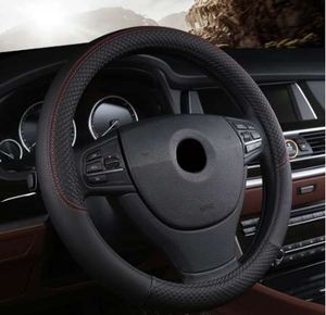 Car steering-wheel 38cm Leather Hand-stitched PU leather Dermay Car Steering Wheel Cover Fit For Most Cars Styling