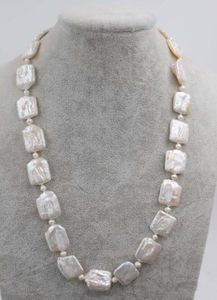 freshwater pearl white reborn keshi oblong necklace nearr round 21" nature beads FPPJ wholesale