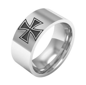 Punk Knight Finger Ring for Men Stainless Steel Cross Wedding Band Silver Tone Simple Signet Biker Fashion Jewelry Lovers Gifts