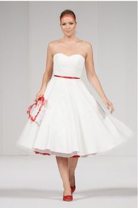 Vintage herbata długość krótkie suknie ślubne ukochane ruchy kropki tiulowe 1950s na zewnątrz suknie ślubne sprzedaż szatę de mariee