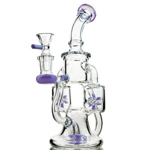 Green Purple Color Glass Bong Dab Rigs With Sprinkle Hookahs And Propeller Perc Perfect Double Recycler Oil Rig Water Bongs Pipe For Smoking XL167