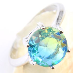 Luckyshine Fashion Cut Round 925 Sterling Silver placcato tormalina blu per le donne Crystal Zircon ring Jewelry US Size 7 8 9