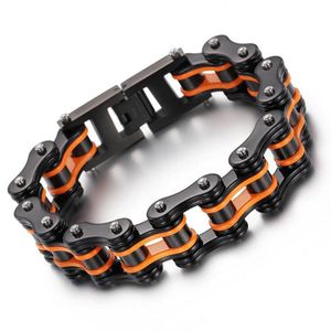 16MM Wide Punk 316L Stainless Steel MensWomen Bike Chain Bracelets Black Orange Yellow Biker Jewelry Heavy Bicycle Motorcycle Chain Bracelet Bangle