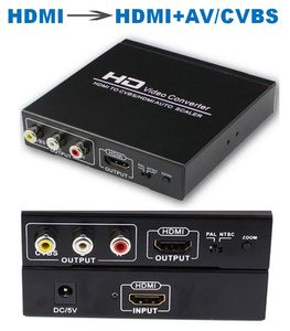 Wholesales & Freeshipping Two distributor HDMI to RCA /AV/CVBS and HDMI converter with AV HDMI output Splitter