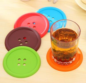 Rodada de Silicone Coasters Botão Coasters Copo Mat Bebida Home Placemat Talheres Copos Copos Pads 5 Cores SN691