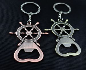 100pcs/lot Vintage Rudder bottle opener Retro Keychain Keyring Beer opener For Wedding Party gift favor