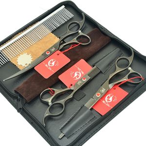 Moda 7.0 Polegada Meisha Pet Grooming Tesoura Japão 440c Cão Emagrecimento Tesouras Cat Straight / Curvo Clippers Tijeras Kits HB0127