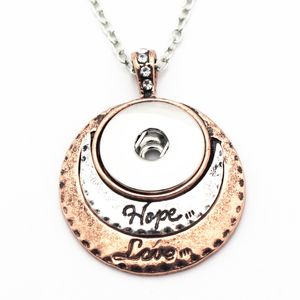 Neue 5 teile/los Hoffnung Liebe Runde Rose Gold Snap Halskette 18mm Druckknopf Anhänger Austauschbare Taste Neckalce DIY Schmuck