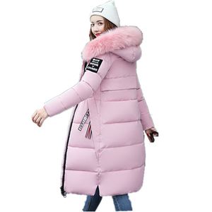 Partihandel-Ny Mode Stor Fur Collar Coat Kvinnor Parka Lång tjock Bomullerad Jacka Kvinna Vinter Parkas Ladies Coats Black ZZ100