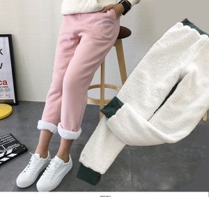 2017 Sonbahar ve Kış Kadın Kalın Kuzu derisi Kaşmir Pantolon Sıcak Kadın Rahat Pantolon Gevşek Harlan Uzun Pantolon Boyutu M-2XL