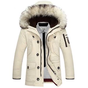 2018 New Casual Brand White Duck Down Jacket Män Vinter Varm Lång Tjock Man Overcoat Faux Fur Windproof Coat