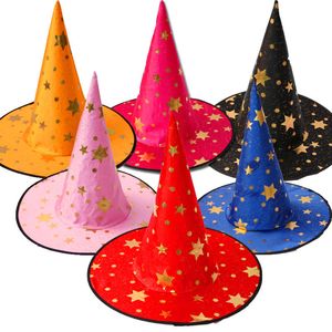 Star Print Halloween Costume Party Witch Hats Promotion Cool Children Kids Adult Oxford Costume Party Cosplay Props Cap Gift DHL