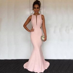 Sexy Mermaid Evening Dresses Jewel Neck Sleeveless Cut Out Backless Design Simple but Elegant Prom Party Gowns Custom Made