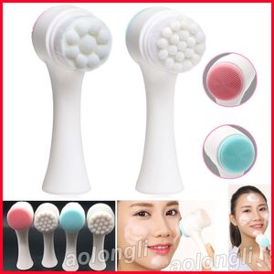 NEW Facial Cleanser brush Face Skin Care Washing Brush Massager Pore Cleaner Deep Clean Remove Cleansing Beauty wash face Two-sided Silicone