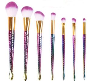 Gökkuşağı Fırçaları toptan satış-Toptan adet Mor Makyaj Fırçalar Seti Petek Gökkuşağı Kolu Kozmetik Vakfı Göz Farı Fırçası Güzellik Araçları Kiti