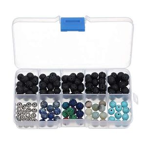 Linsoir 1box 8mm Natural 7 Chakra Каменные бусины ремесла Браслет Bracte Blue Blue Tibuise Black Lava для создания ювелирных изделий DIY