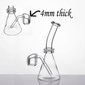 Smoking Accessories 4mm Quartz Banger Beaker 5 Inches Mini Bong Flat Bowl Nails bong Dab Rig SKGA343