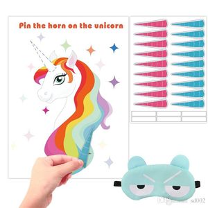 Cartoon Wall Sticker Pin The Horn In Unicorn Poster Children Game Give Eyepatch Party Ornament Supplies 15 3hb ff
