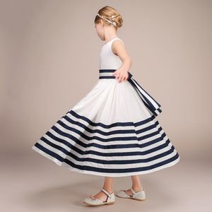 Güzel Ivorynavy Mavi Tafta Mücevher Kızları Elbiseler Çiçek Kız Elbiseler Tatil Elbiseler Doğum Günü Etek Özel Boyut 22922