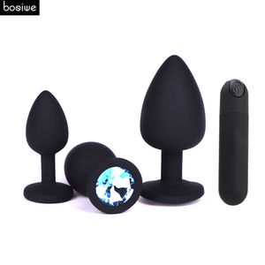 Anal Plug Vibrator 4 pcs/set USB Vibrating Bullet Women G-spot Massager Anal Plug Silicone Butt Plug Sex Toys for Men Gay D18111501