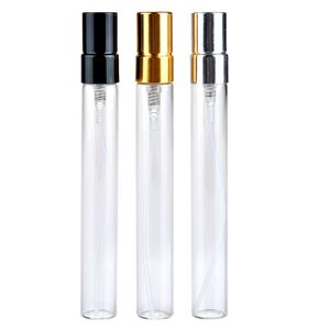 100 sztuk/partia 10 ml parfum Verstuiver Travel Spray Butelka do perfum Pustabilne puste pojemniki kosmetyczne z pompką aluminiową