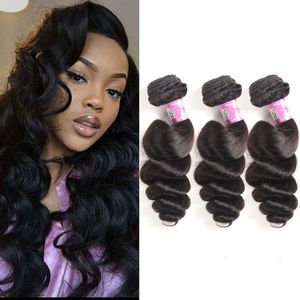 Malezyjskie Human Hair Extensions 3 Wiązki luźna fala 8-28 calów Virgin Włosy Wefts